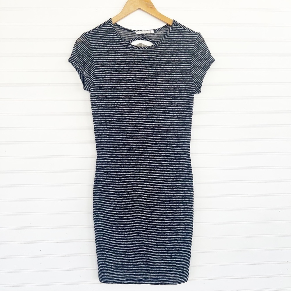 Epiphany Women Striped Blue Open Back Dress Size‎ Large New with tags